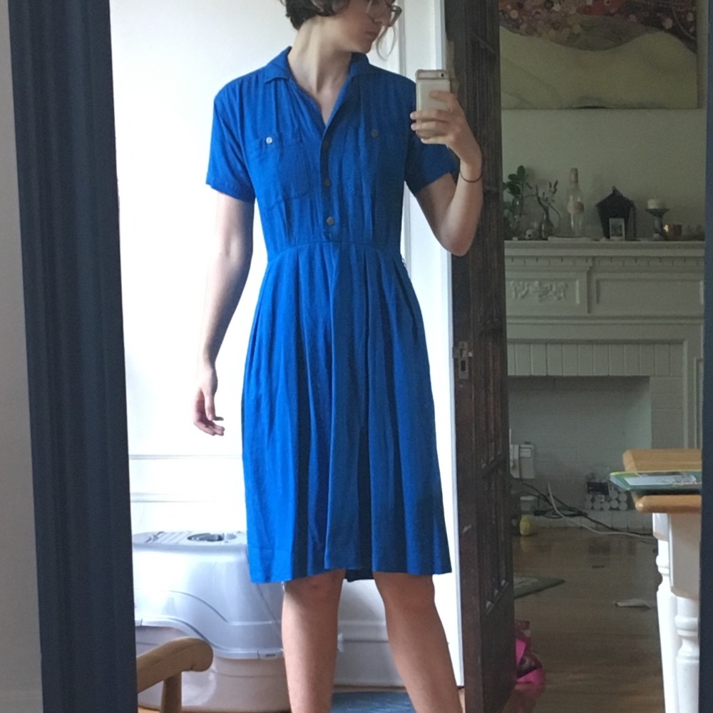 Vintage Bright Beautiful Blue Shirtdress 🔷